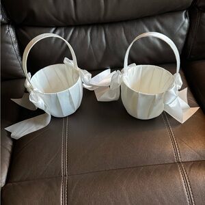 Look*** 2 beautiful, white flower girl baskets!